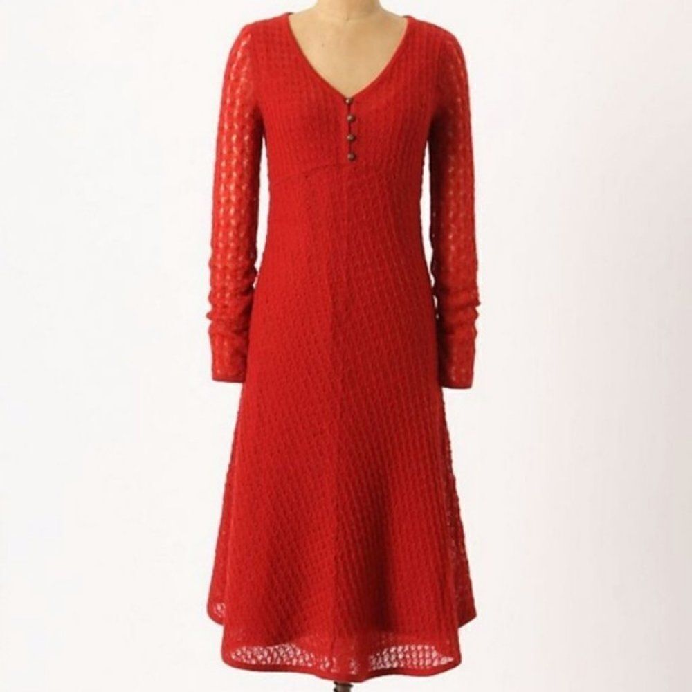 Anthropologie Sparrow Knit MIDI Red Dress Small NWOT - RED